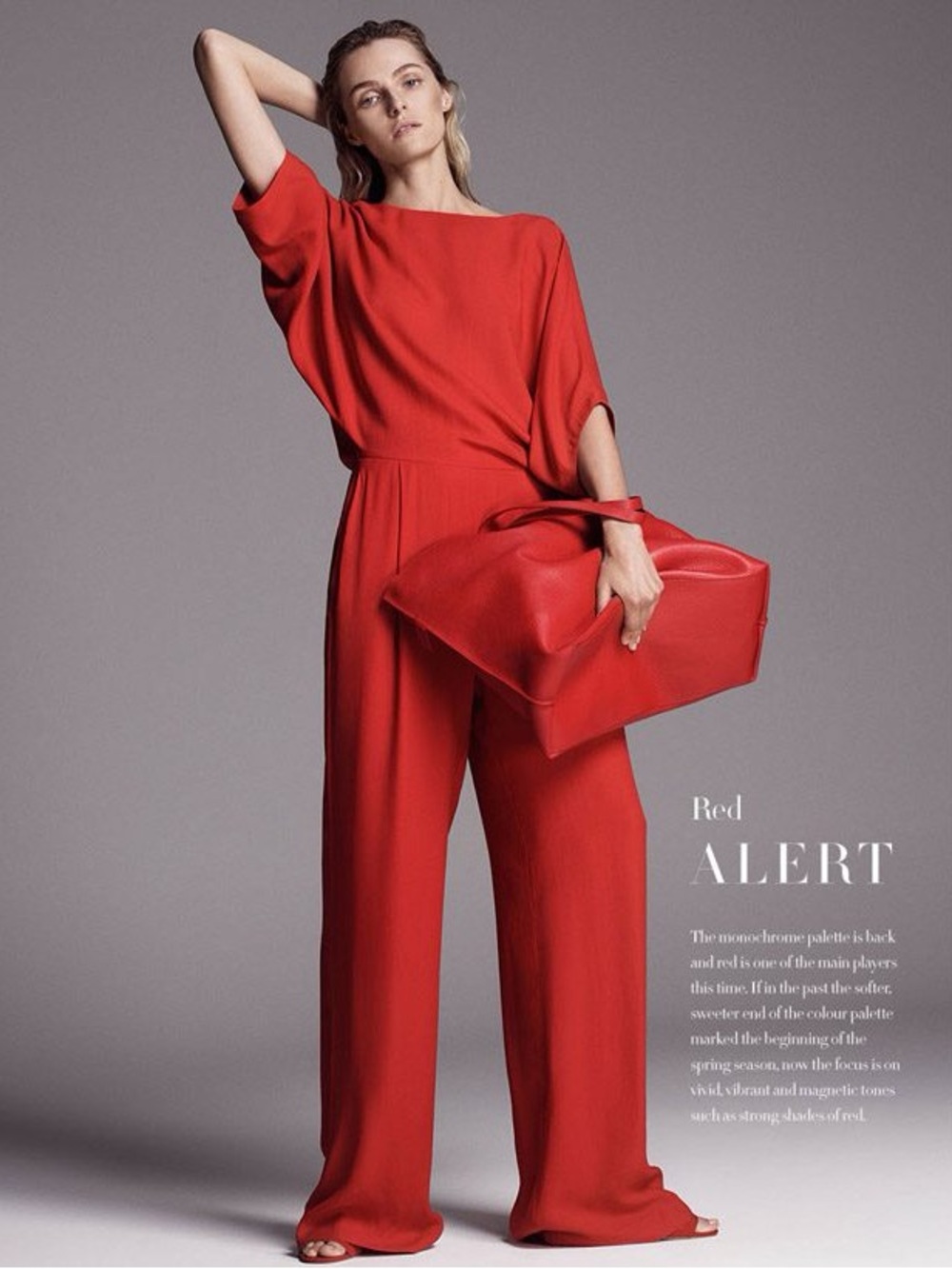 Massimo Dutti Open Back Faux Silk Jumpsuit with Pockets - Red